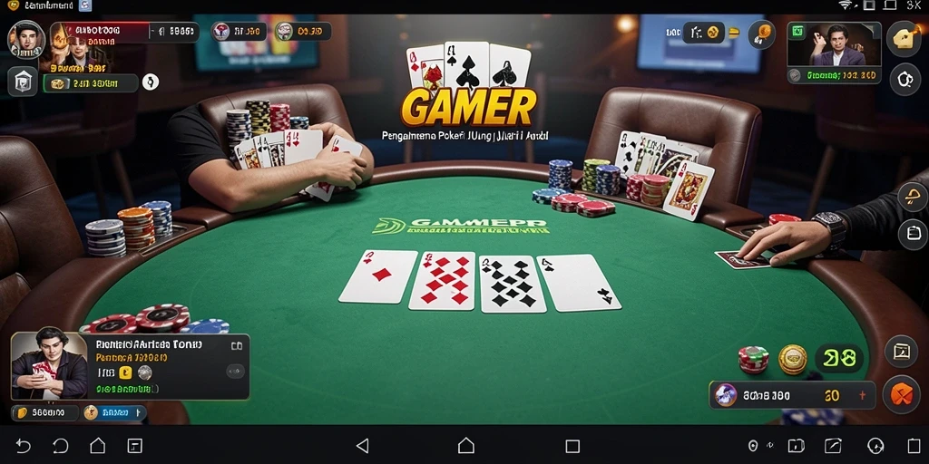 Screenshot GAMERP menampilkan aksi permainan poker yang mendebarkan.