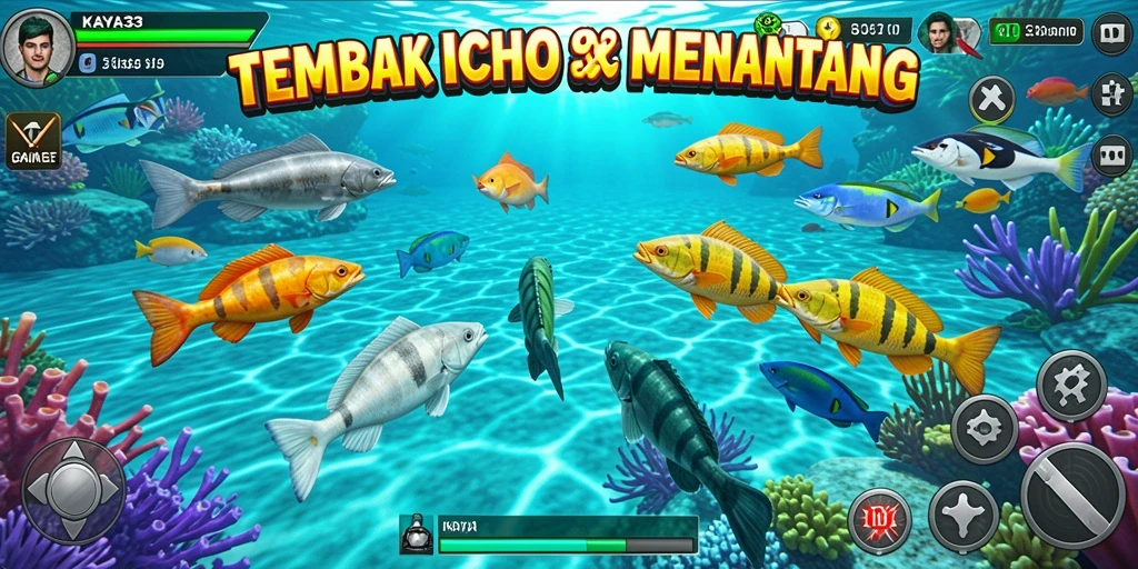 Screenshot utama KAYA33 menampilkan gameplay menembak ikan yang seru.