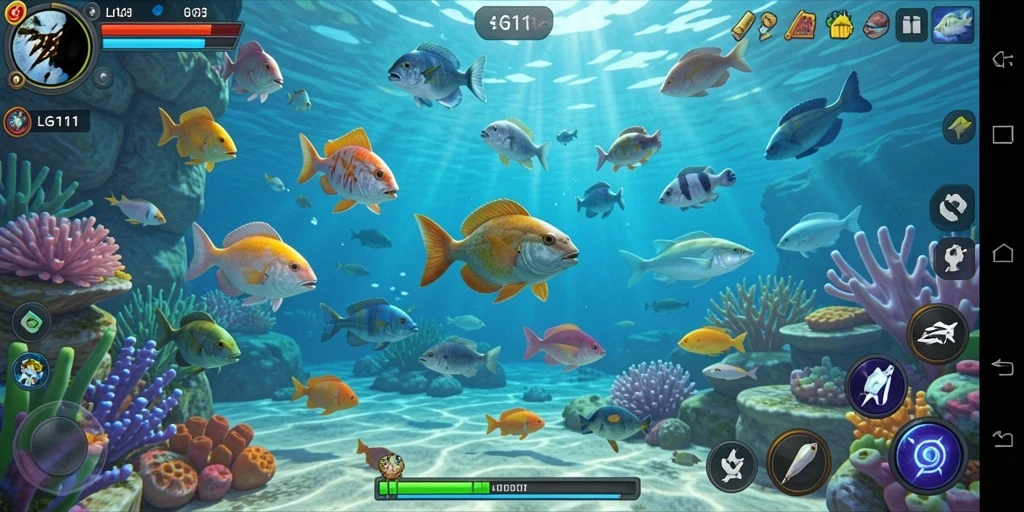 Tampilan gameplay seru dari LG111 dengan aksi tembak ikan.