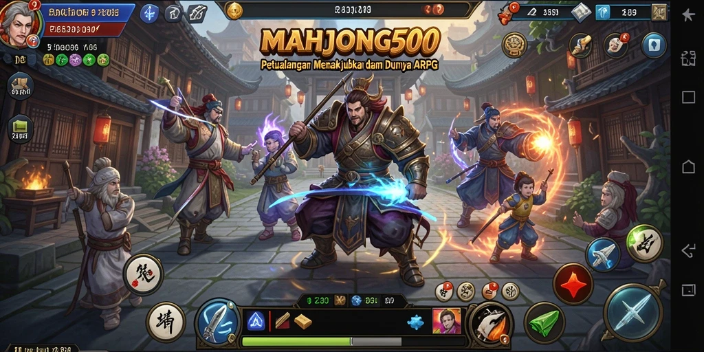 Tampilan menakjubkan dari gameplay ARPG MAHJONG500 yang penuh aksi.