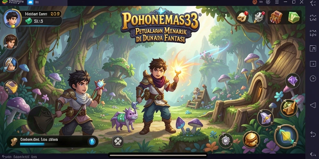 Screenshot gameplay POHONEMAS33 yang menampilkan karakter dalam petualangan epik.