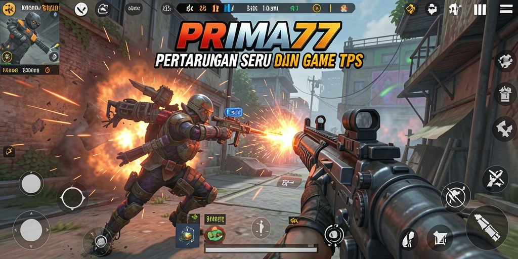 Gambaran gameplay mendebarkan dalam game TPS PRIMA77.