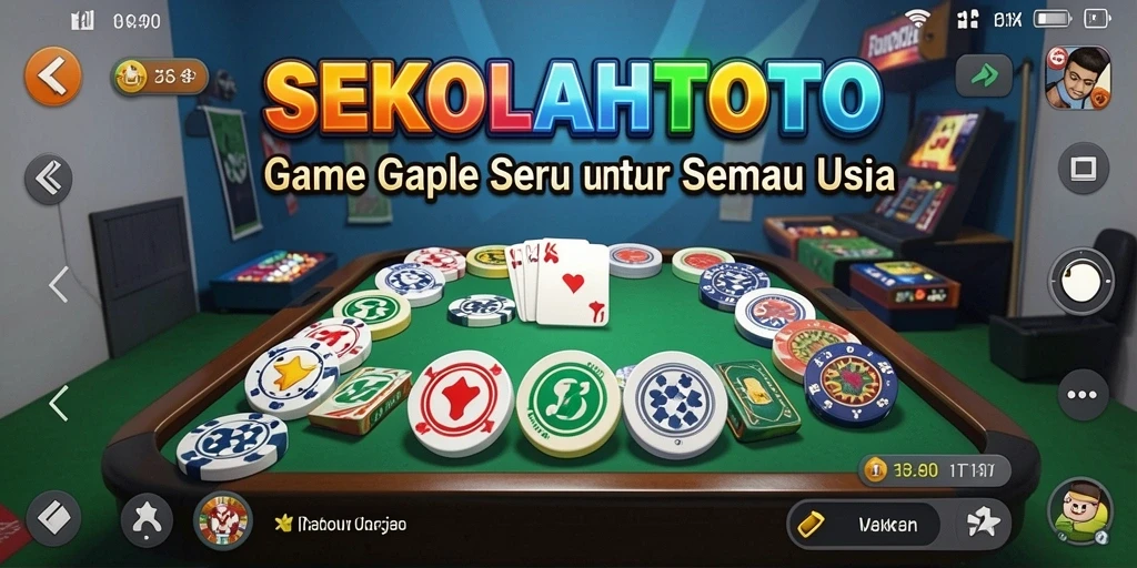 Tampilan seru dari gameplay SEKOLAHTOTO yang menggambarkan keseruan bermain Gaple.