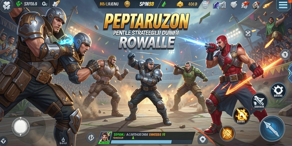 Gameplay SPIN88 menampilkan aksi seru para pemain di arena Battle Royale.