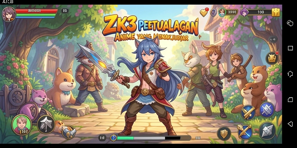 Screenshot gameplay ZK3 yang menampilkan pertarungan karakter anime yang dinamis.