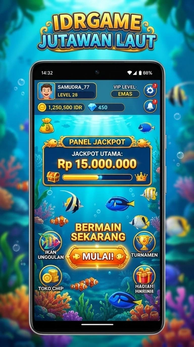 Tampilan aplikasi idrgame dengan menu navigasi yang jelas.